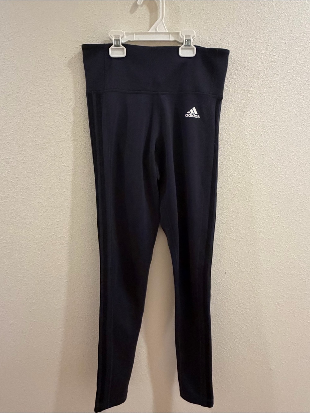 Womens Adidas Black High-Waist Leggings with Side Stripe